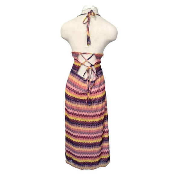 Wild Fable Multicolor Chevron Halter Maxi Dress With Open Back & Side Slit Size - Picture 6 of 9